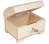 Creative Deco Small Wooden Lockable Jewellery Box | 10.6x7.5x7.5cm | Storage Box with Lid Lock & Key | Plain Unpainted & Unfinished | Easter Gift Craft Keepsake Trinket Treasure Gift Chest