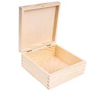 Creative Deco Small Wooden Storage Box | 16.2 x 16.2 x 7.2 cm | Unpainted Plain Square Box with Lid Trinket Gift Easter Box | Office or Bedroom | Jewellery Box