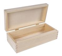 Creative Deco Small Wooden Storage Box | 24 x 11.3 x 7.2 cm | Unpainted Plain Rectangular Box with Lid Trinket Gift Easter Box | Office or Bedroom | Jewellery Box