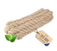 Creative Deco Thick Heavy Duty Jute Rope Natural Brown | 20mx40mm | Twisted Hemp Rope | Personalisation Every 5m | Twine Decking Rope Cord Cat Arts Crafts Garden Hammock Swing | Strong Durable String