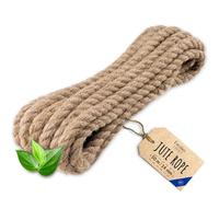 Creative Deco Thick Heavy Duty Jute Rope Natural Brown | 50mx14mm | Twisted Hemp Rope | Personalisation Every 5m | Twine Decking Rope Cord Cat Arts Crafts Garden Hammock Swing | Strong Durable String