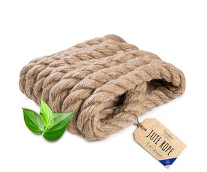Creative Deco Thick Heavy Duty Jute Rope Natural Brown | 5m x 30mm | Twisted Hemp Rope | Perfect Twine Decking Rope Cord for Cat, Arts & Crafts, Garden, Hammock, Swing, DIY | Strong & Durable String