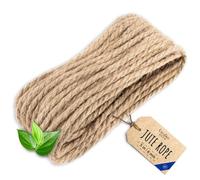 Creative Deco Thick Heavy Duty Jute Rope Natural Brown | 5mx6mm | Twisted Hemp Rope | Personalisation Every 5m | Twine Decking Rope Cord Cat Arts Crafts Garden Hammock Swing | Strong Durable String