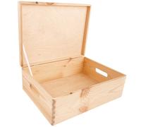 Creative Deco Unpainted Rectangular Storage Box 40 X 30 X 14 Cm (+/-1 Cm) With Hinged Lid & Handles