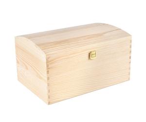 Creative Deco Unpainted Rectangular Wooden Storage 34.5 X 25 X 19.2 Cm Large Trunk With Latch & Hinged Lid