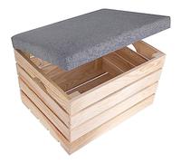 Creative Deco Upholstered Chest With Grey Seat Ottoman | 50 x 40 x 35 cm
