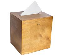 Creative Deco Walnut Lockable Wooden Wedding Card Box | 29 x 25 x 30 cm Storage Box with Lid | Wood Keepsake Memory Trinket Chest for Post | for Easter Gift Birthdays Arts & Crafts