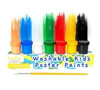 Creative Deco Washable Paint for Kids Poster Paint Set | 6 + 1 Pots x 20 ml | Children Toddlers Finger Paints | Basic, Vibrant, Pigmented, Intense Colours | Safe & Non-Toxic Quick Dry & Matte Finish
