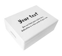 Creative Deco White Personalised Any Text Gifts for Women, Men, Girls or Boys | Unique Wish Custom Gift Box | Customised Wooden Storage Box with Hinged Lid | Keepsake/Decoration