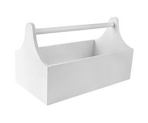 Creative Deco White Wooden Toolbox Storage Box with Handle | 34 x 18 x 20.5 cm (+/- 0.5 cm) | Natural Wood Tool Box | Tool Bag Garage Craft Storage | Gift Box