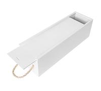 Creative Deco White Wooden Wine Box with Rope | 1 Bottle | 35.1x11x10cm (+- 1 cm) | Natural Wood Wine Holder Bottle Easter Gift Storage Box Chest | Presentation Box