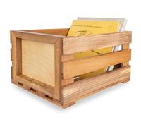 Creative Deco Wooden Box for Vinyl Records | 46 x 36 x 29 cm (+/- 1 cm) | Storage Box for Storing Vinyl | Natural Beech Wood | Up to 80 Discs, Fruit, Vegetable, Wine, Toys