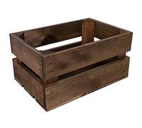 Creative Deco Large Brown Wooden Crate with Handles | 30x20x15cm