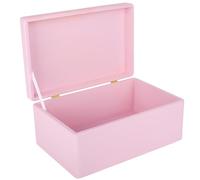Creative Deco Large Pink Plain Wooden Storage Box with Lid | 30x20x14cm (+/-1 cm) | Hinged Lid | Gift Christmas Xmas Box Kitchen Storage | ROUGH & UNSANDED Wood Keepsake Memory Craft Chest