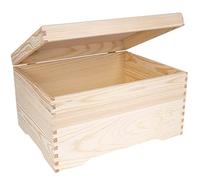 Creative Deco XXL Extra Large Wooden Storage Box | 40x30.5x24 cm | Plain, Unfinished & Unpainted with Hinged Lid | Easter Storage Keepsake Trinket Chest | Wood Memory Treasure Craft Gift Box