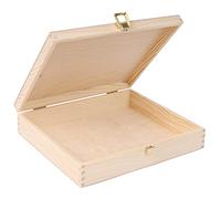 Creative Deco Wooden Storage Box Unpainted Plain | 29x25x6.5cm | Golden Latch with Hinged Lid | Gift Christmas Xmas Box Storing Valuables Shoes Tools Kitchen Storage | Wood Keepsake Memory Chest