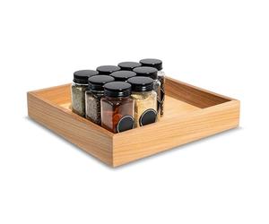Creative Deco Wooden Storage Tray Organiser | 28 x 28 x 5 cm | Storage Box Drawer | Beech Wood | Tray for Small Items, Valuables, Spices, Jewellery, Office