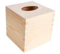Creative Deco Wooden Tissue Box Square Cube | 13.3x13.3x13.3cm | Plain Blank Tissue Holder | Cover Container Tissue Dispenser for Arts & Crafts and Home Decor for Office Kitchen Bathroom Bedroom