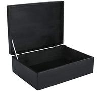 Creative Deco XL Black Plain Wooden Storage Box | 40 x 30 x 14 cm (+/-1 cm) | with Hinged Lid | Easter Gift Box Storage | ROUGH & UNSANDED Wood Keepsake Memory Craft Chest