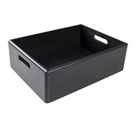 Creative Deco XL Black Wooden Crate with Handles | 40 x 30 x 13 cm (+/- 1 cm) | Christmas Xmas Storage Box Natural Wood | Gift Box Wooden Crates for Kitchen Home Storage Documents