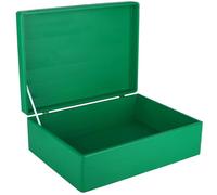 Creative Deco XL Green Plain Wooden Storage Box | 40 x 30 x 14 cm (+/-1 cm) | with Hinged Lid | Easter Gift Box Storage | ROUGH & UNSANDED Wood Keepsake Memory Craft Chest