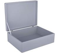Creative Deco XL Grey Plain Wooden Storage Box | 40 x 30 x 14 cm (+/-1 cm) | with Hinged Lid | Easter Gift Box Storage | ROUGH & UNSANDED Wood Keepsake Memory Craft Chest
