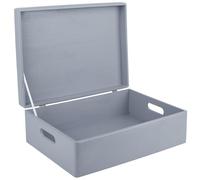 Creative Deco XL Large Grey Plain Wooden Storage Box | 40 x 30 x 14 cm