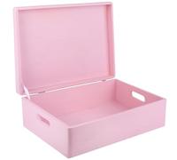 Creative Deco XL Large Pink Plain Wooden Storage Box | 40 x 30 x 14 cm