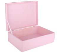 Creative Deco XL Pink Plain Wooden Storage Box | 40 x 30 x 14 cm (+/-1 cm) | with Hinged Lid | Easter Gift Box Storage | ROUGH & UNSANDED Wood Keepsake Memory Craft Chest