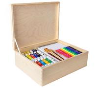 Creative Deco XL Plain Wooden Storage Box | 40 x 30 x 14 cm (+/-1 cm)