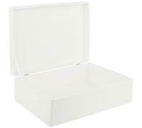Creative Deco XL White Plain Wooden Storage Box | 40 x 30 x 14 cm (+/-1 cm) | with Hinged Lid | Gift Box Storage | ROUGH & UNSANDED Wood Keepsake Memory Craft Chest