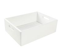 Creative Deco XL White Wooden Crate with Handles | 40 x 30 x 13 cm (+/- 1 cm) | Christmas Storage Box Natural Wood | Gift Box Wooden Crates for Kitchen Home Storage Documents