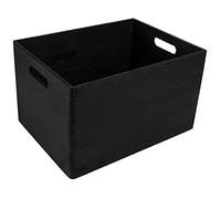 Creative Deco XXL Black Wooden Crate with Handles | 39 x 29 x 23 cm (+/- 1 cm) | Natural Wood Christmas Storage Box | Gift Box Wooden Crates for Kitchen Home Storage Documents