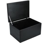 Creative Deco XXL Large Black Plain Wooden Storage Box | 40x30x24 cm (+/-1 cm) | with Hinged Lid | Gift Box Kitchen Storage | ROUGH & UNSANDED Wood Keepsake Memory Craft Chest