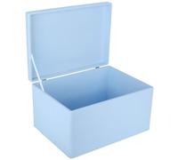 Creative Deco XXL Large Blue Plain Wooden Storage Box | 40x30x24 cm (+/-1 cm) | with Hinged Lid | Easter Gift Box Kitchen Storage | ROUGH & UNSANDED Wood Keepsake Memory Craft Chest