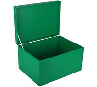 Creative Deco XXL Large Green Plain Wooden Storage Box | 40x30x24 cm (+/-1 cm) | with Hinged Lid | Easter Gift Box Kitchen Storage | ROUGH & UNSANDED Wood Keepsake Memory Craft Chest