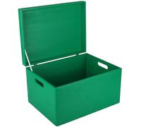 Creative Deco XXL Large Green Plain Wooden Storage Box Chest | 40x30x24 (+/-1 cm) | Hinged Lid & Handles | Christmas Gift Box Storage | UNSANDED Wood Keepsake Memory Craft