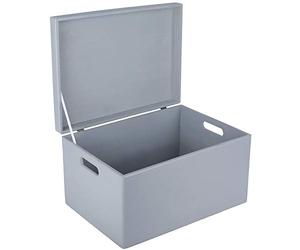 Creative Deco XXL Large Grey Plain Wooden Storage Box Chest | 40x30x24 (+/-1 cm) | Hinged Lid & Handles | Easter Gift Box Storage | UNSANDED Wood Keepsake Memory Craft