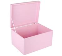 Creative Deco XXL Large Pink Plain Wooden Storage Box | 40x30x24 cm (+/-1 cm) | with Hinged Lid | Easter Gift Box Kitchen Storage | ROUGH & UNSANDED Wood Keepsake Memory Craft Chest