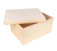 Creative Deco XXL Large Plain Wooden Storage Box | 40x30x22 cm (+/-1 cm) | Pressed Lid | Unpainted Gift Christmas Xmas Box Kitchen Storage | ROUGH & UNSANDED Wood Keepsake Memory Craft Chest