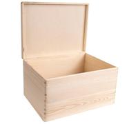 Creative Deco XXL Large Plain Wooden Storage Box | 40x30x24 cm (+/-1 cm) | with Hinged Lid | Unpainted Easter Gift Box Kitchen Storage | ROUGH & UNSANDED Wood Keepsake Memory Craft Chest