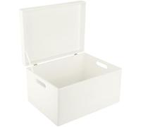 Creative Deco XXL Large White Plain Wooden Storage Box Chest | 40x30x24 (+/-1 cm) | Hinged Lid & Handles | Gift Box Storage | UNSANDED Wood Keepsake Memory Craft