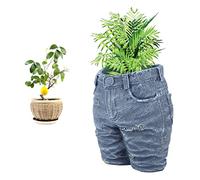 Creative Denim Pants Flower Pot, Retro Resin Shape Garden Figurines Planter Ornament Pot for Home Lawn Yard Courtyard, Denim Clothes Flower Vases Planter for Garden