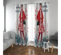 Creative Design Blackout Curtains Fashion Girl Spring Plants Flowers Thermal Insulated Grommet Window Drapes for Home Office 2 Panels B140xH200cm