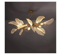 Creative Design Modern LED Chandelier for Living Room Luxury Home Decor Hanging Light Fixture Large Glod Leaf Ceiling(D170cmW80cmH55cm)