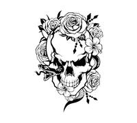 Creative Design Skull Snake and Flowers Vinyl Wall Sticker Day of The Dead Wicca Tattoo Studio Decor Decals Removable Mural Extra Large - 90x132cm