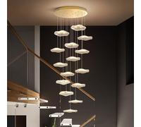 Creative Dimmable Acrylic Chandelier with Remote Control, Adjustable 400cm Height, 19cm Lotus Leaf Design, Ideal for Villa and Foyer Lighting