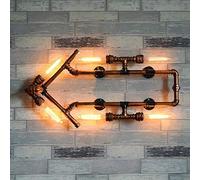 Creative DIY Arrow Pilot Lamp Wall Light Retro Wrought Iron Water Pipe Wall Sconce Decorated Restaurant Cafe Bar Basement Stairway Aisle Corridor E27*6 Wall Lantern Fixture
