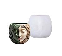 Creative Double Girl Face Silicone Planter Mold for Resin Garden Decors Jewelry Making Unique Container Designs Double Sided Doll Face Planter Silicone Mold