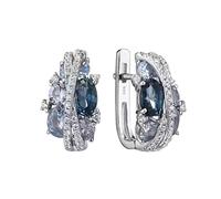 Creative Double X Shaped Hollow Zircon Earrings Temperament Earrings Different Earrings for Women (Blue, One Size)